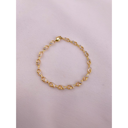 Pulseira Maleável Detalhes Ouro Branco