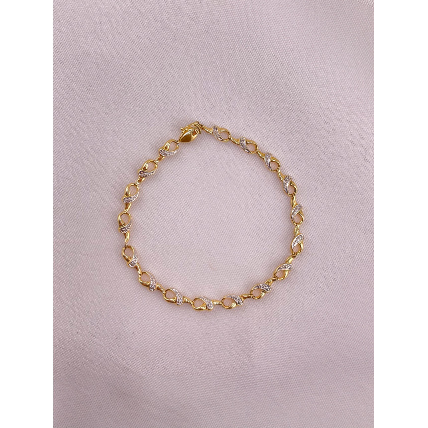 Pulseira Maleável Detalhes Ouro Branco