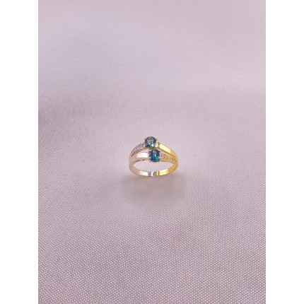 Anel Topázio London Blue Dois Tons