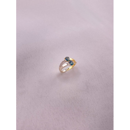 Anel Topázio London Blue Dois Tons
