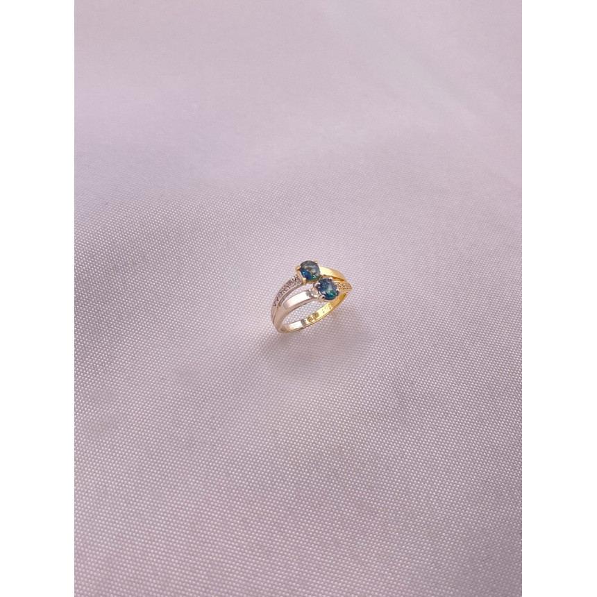 Anel Topázio London Blue Dois Tons