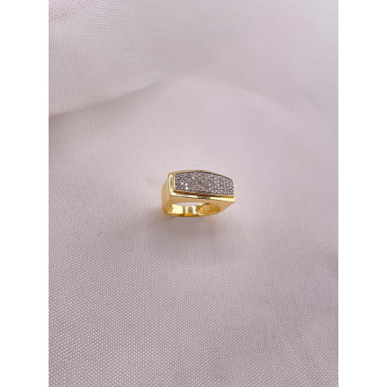 Anel Retangular com Diamantes