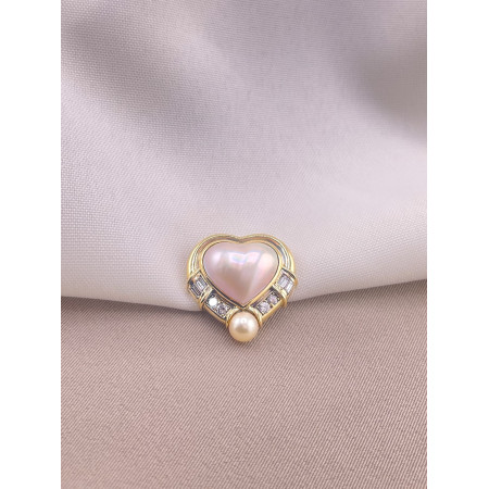 Pingente Coração Perolas e Diamantes