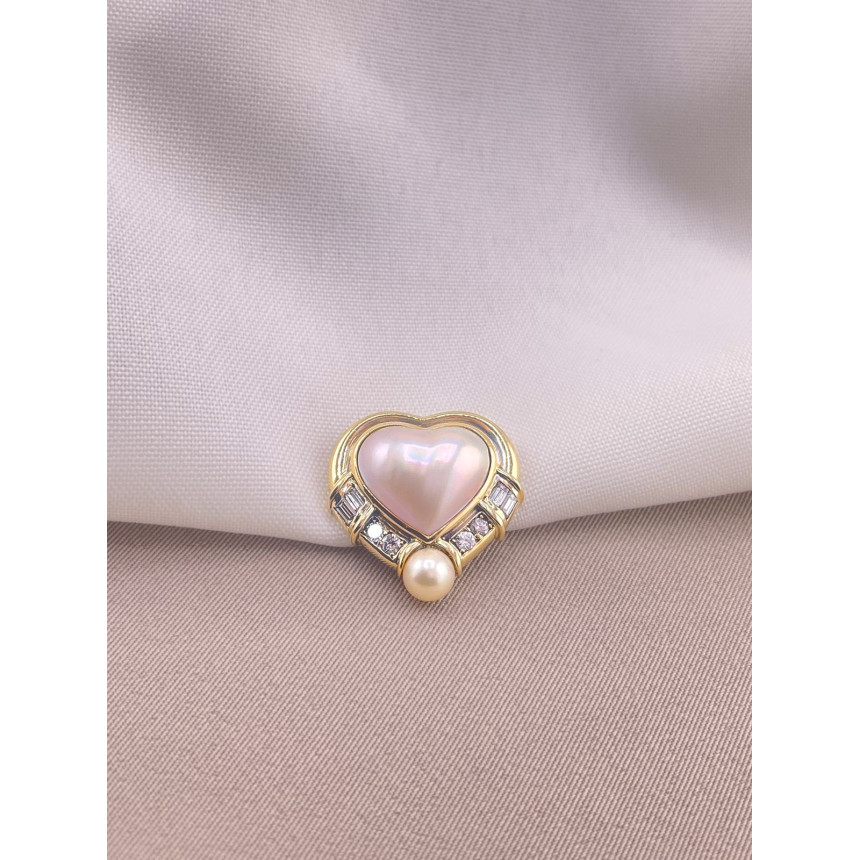 Pingente Coração Perolas e Diamantes