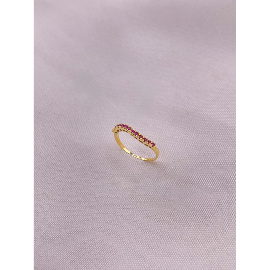 Anel Meia Aliança de Rubis