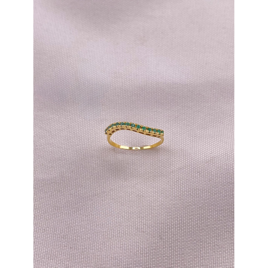 Anel Meia Aliança de Esmeraldas