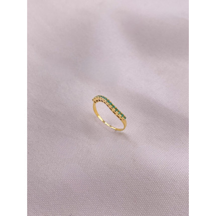 Anel Meia Aliança de Esmeraldas