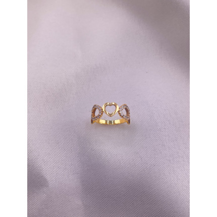 Anel Corações em Safiras Brancas