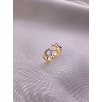 Anel Corações em Safiras Brancas