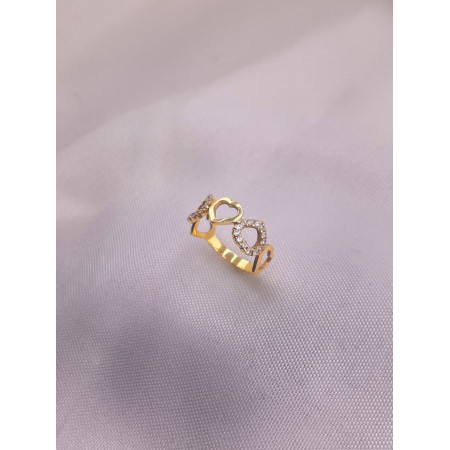 Anel Corações em Safiras Brancas