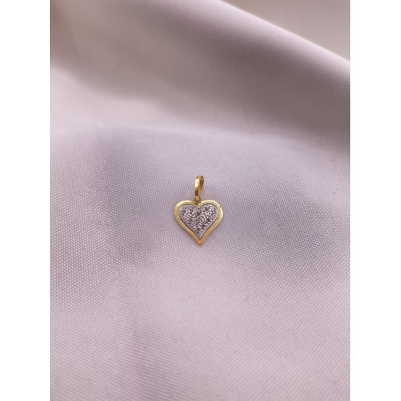 Pingente Coração Dois Tons com Diamantes