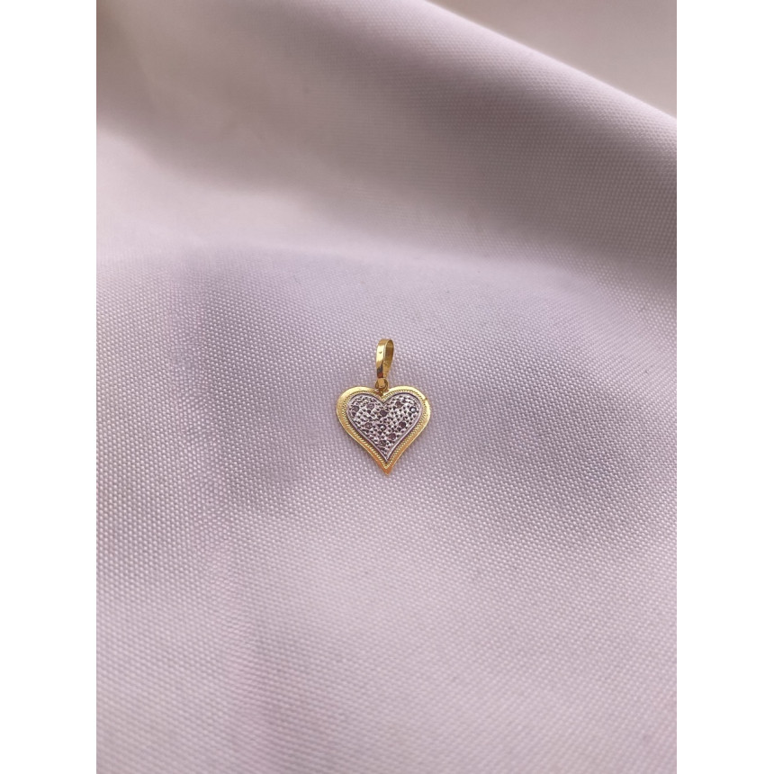 Pingente Coração Dois Tons com Diamantes