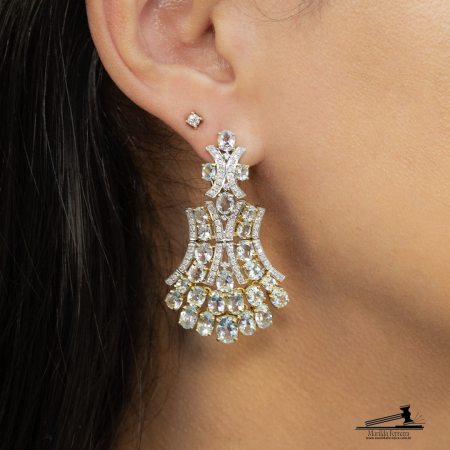 Brincos com Água Marinha e Diamantes