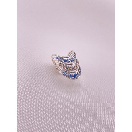 Anel Aros em Topázio Azul e Diamantes