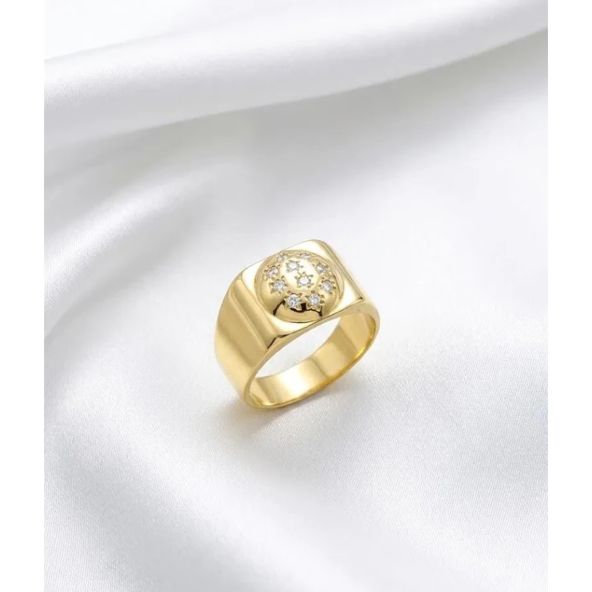 Anel Quadrado com Diamantes