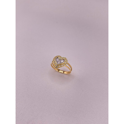 Anel Coração em Safiras Brancas