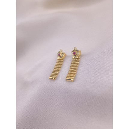 Brincos Esferas Maleável com Rubis