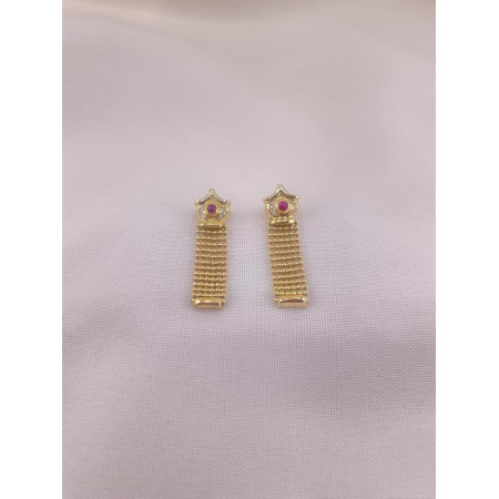 Brincos Esferas Maleável com Rubis