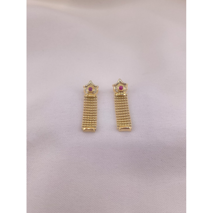 Brincos Esferas Maleável com Rubis