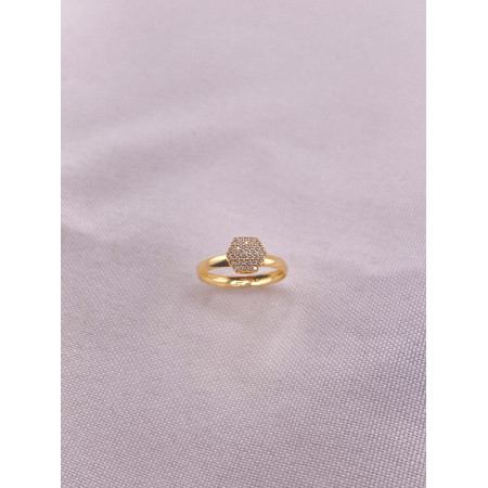 Anel Chuveiro Sextavado Safiras Brancas