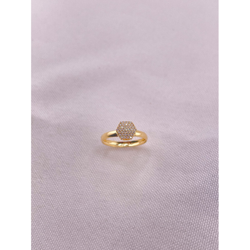 Anel Chuveiro Sextavado Safiras Brancas