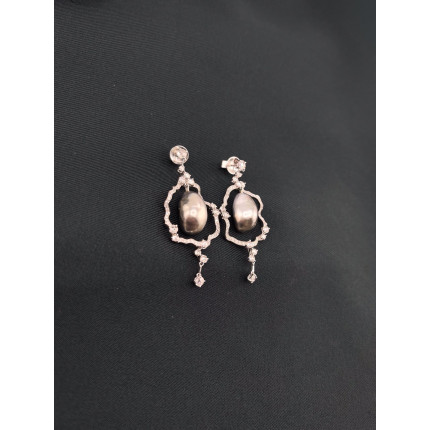 Brincos com Pérola e Diamantes