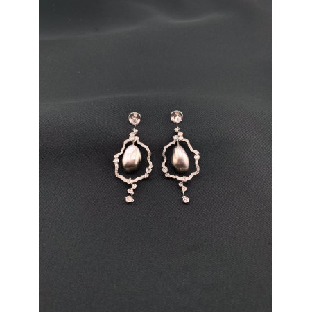 Brincos com Pérola e Diamantes