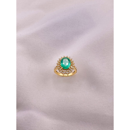 Anel Esmeralda com Diamantes