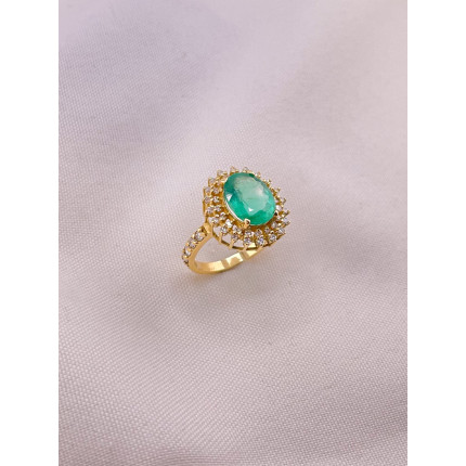 Anel Esmeralda com Diamantes