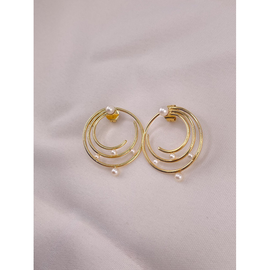 Brincos Círculos com Pérolas