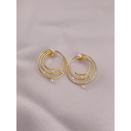 Brincos Círculos com Pérolas