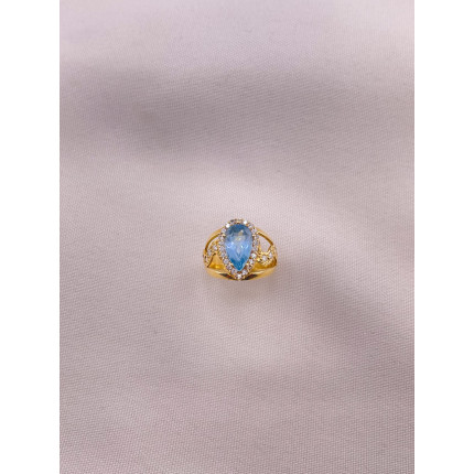 Anel Topázio Azul e Diamantes