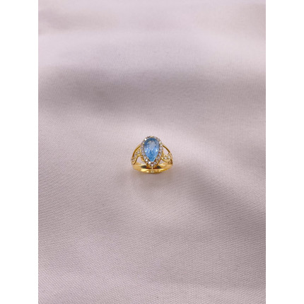 Anel Topázio Azul e Diamantes