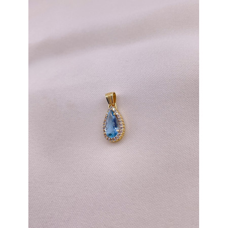 Pingente Topázio Azul e Diamantes
