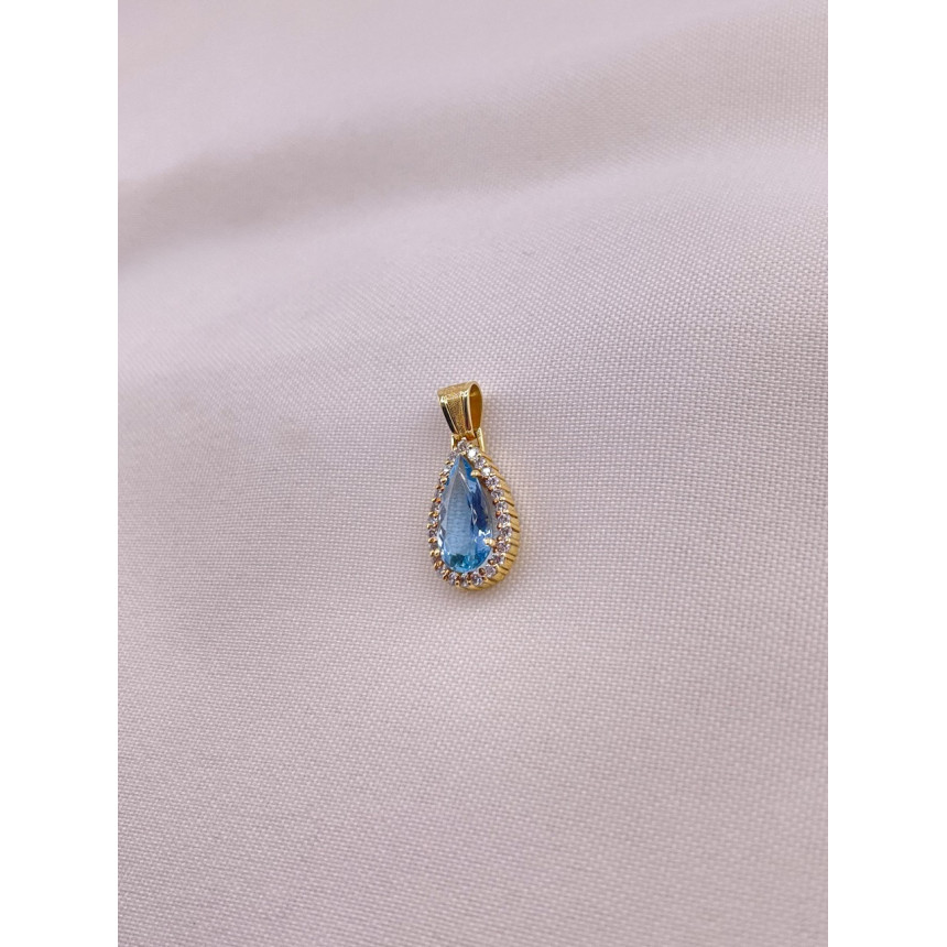 Pingente Topázio Azul e Diamantes