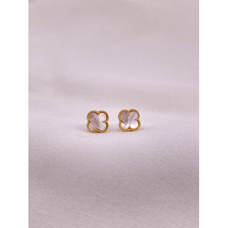 Brincos Flor Madre Pérola Inspiração Van Cleef & Arpels