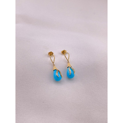 Brincos Turquesa e Diamantes