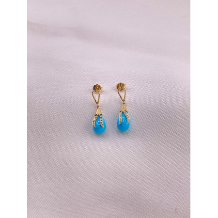Brincos Turquesa e Diamantes