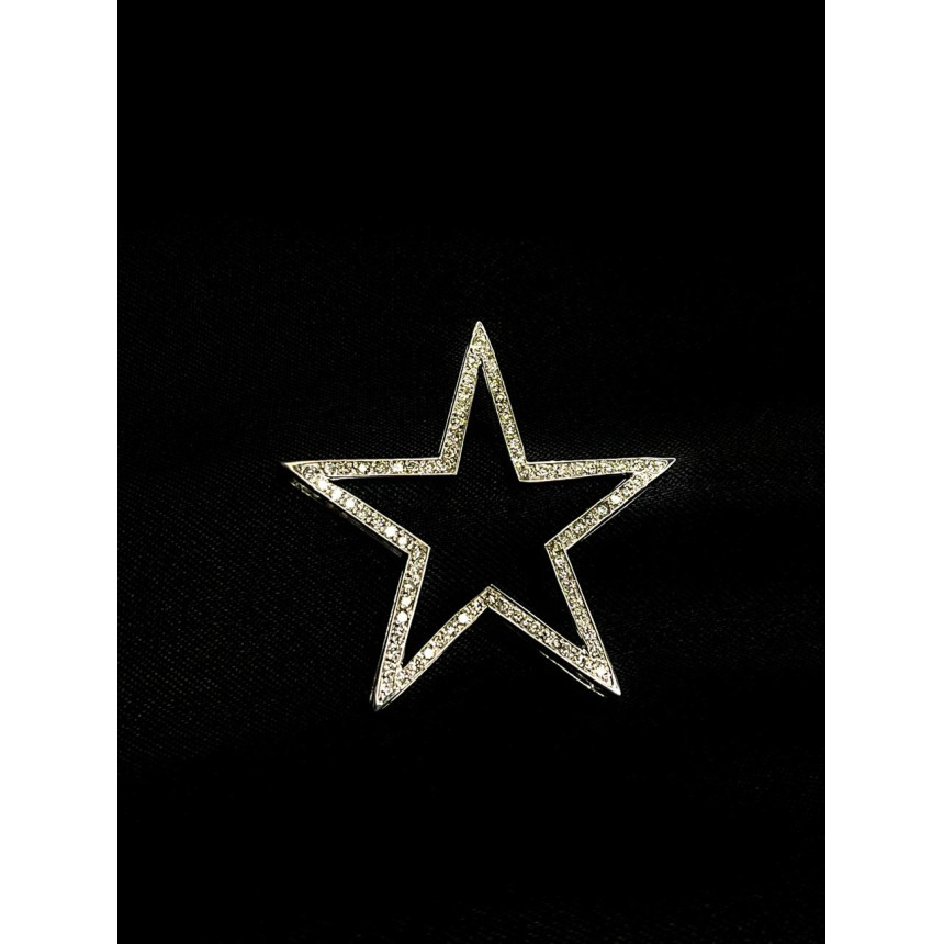 Pingente Estrela em Ouro Branco com 45 pontos de Diamantes