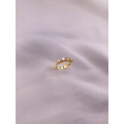 Anel Meia Aliança de Diamantes