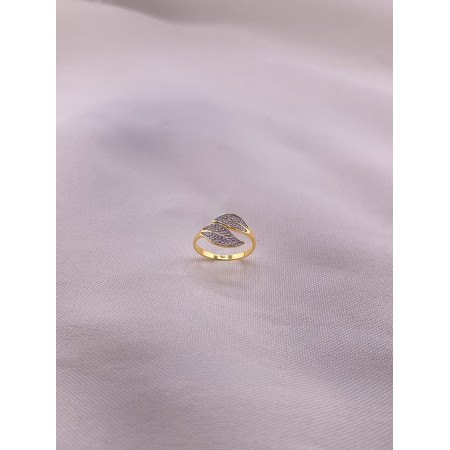 Anel Folhas Dois Tons