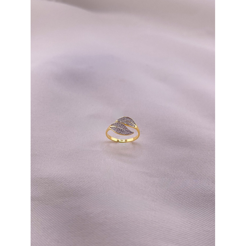 Anel Folhas Dois Tons