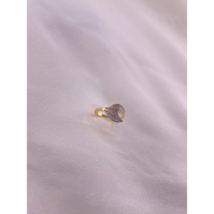 Anel Folhas Dois Tons