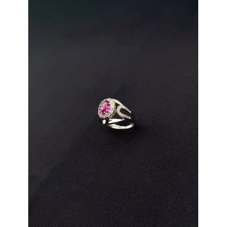 Anel Turmalina Rosa e Diamantes