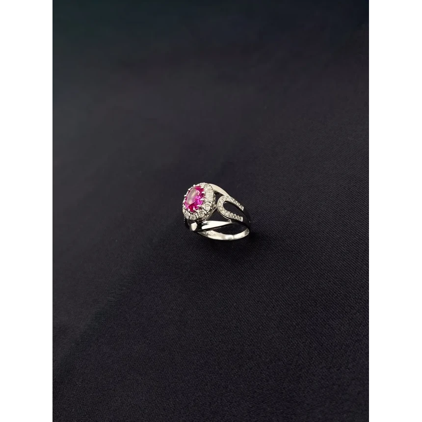 Anel Turmalina Rosa e Diamantes