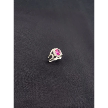 Anel Turmalina Rosa e Diamantes