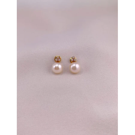 Brincos Pérola e Diamantes