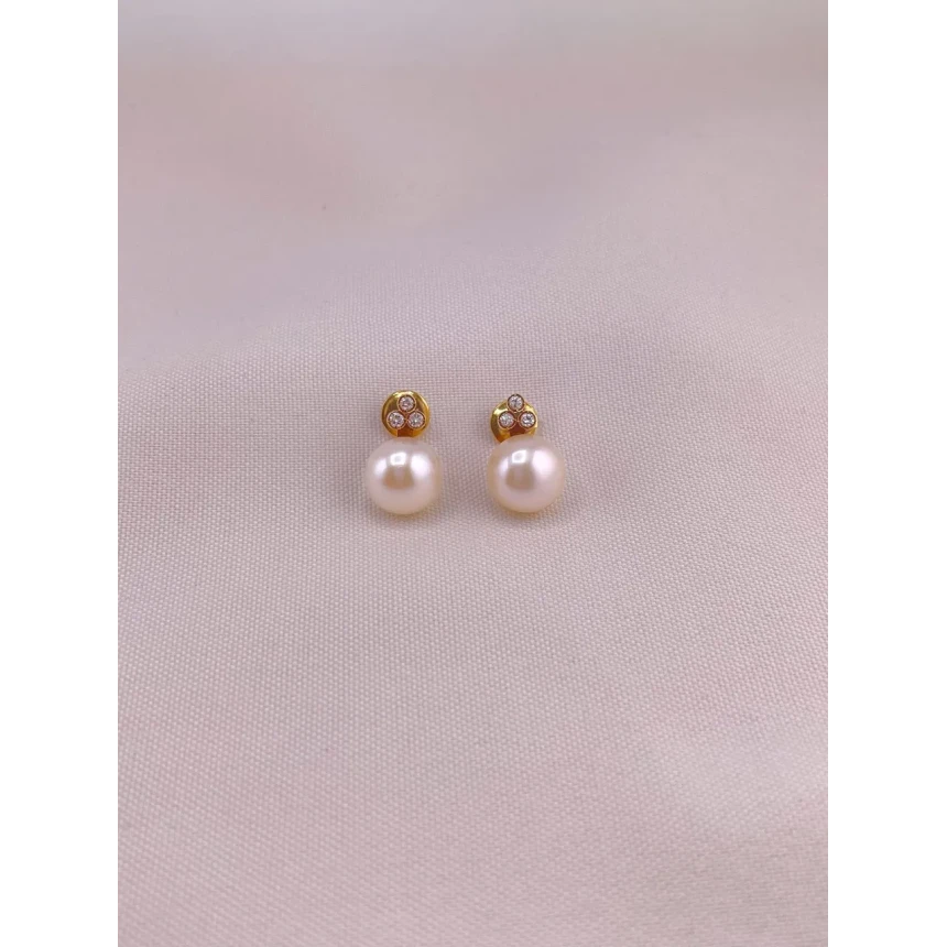 Brincos Pérola e Diamantes