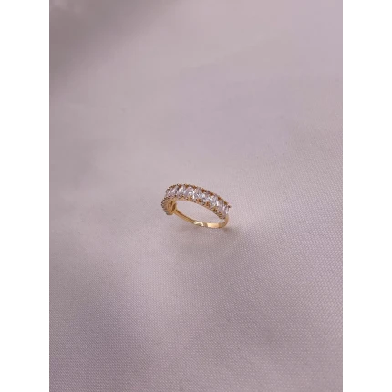 Anel Meia Aliança Zircônias