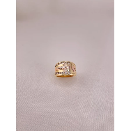 Anel com Crucifixo Três Tons com Diamantes